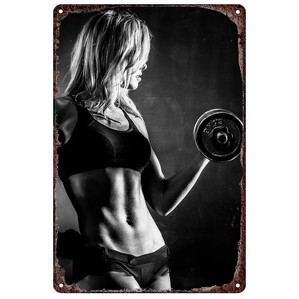 Metallblechschilder Plakette Pinup Muskel Wanddekoration Vintage Kunstposter Eisenmalerei für Fitnessstudio Man Cave Heimcafé Gartenclub Bar