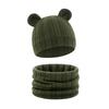 Reversible Infant Winter Hat Neck Warmer Combo Stretchy Cotton Blend 2 in 1 Baby Beanies Scarf Set for 8 to 36 Month Olds