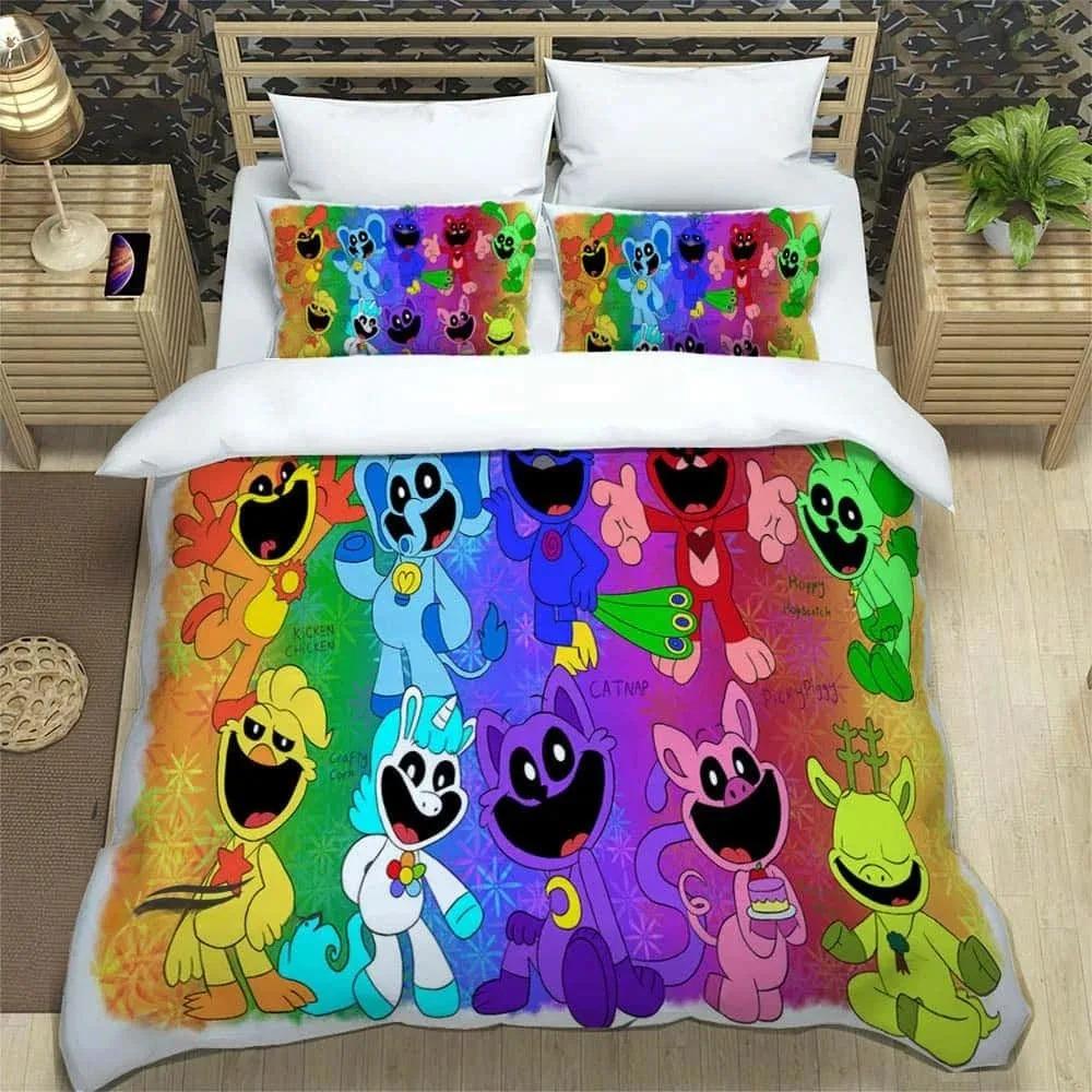 3D-Cartoon-Bettwäsche-Set mit lächelnden Tieren, exquisites Bettzubehör-Set, Bettbezug, Bettdeckenset, Bettwäscheset, Luxus-Geburtstagsgeschenk
