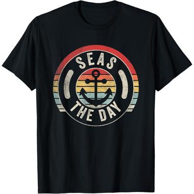 Vintage Grappig Cruise Shirt Seas Day Teal Nautisch Anker T-shirt