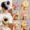 Cartoon Cotton Filled Scrunchies Cute Plaid Flower Hair Ring Hair Tie Bun Rubber Bands  Girls