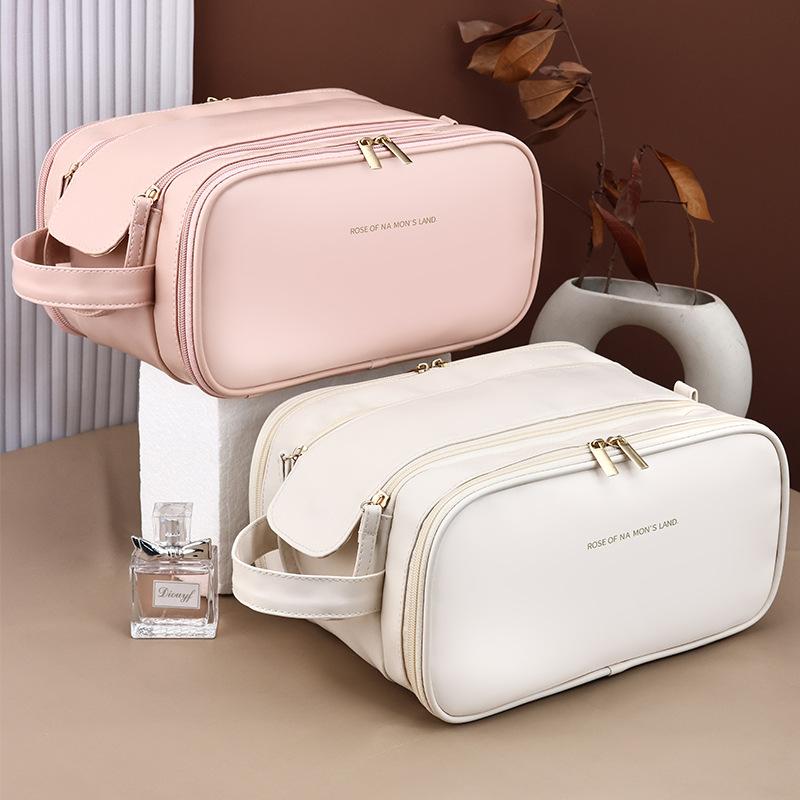 Double Zipper Waterproof Makeup Bag Large Capacity Toiletry Organizer Travel Cosmetic Pouch Portable for Women Men