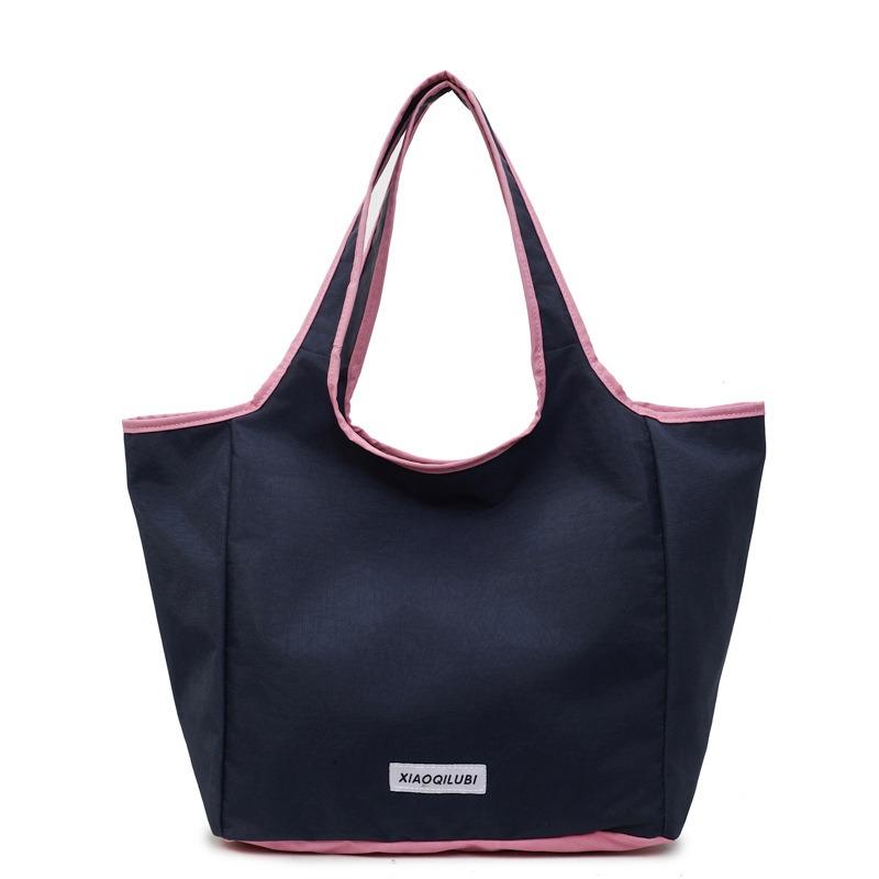 Dopamine Contrasting Color Large-capacity Tote Bag Summer New Simple Temperament Lazy Wind Shoulder Bag