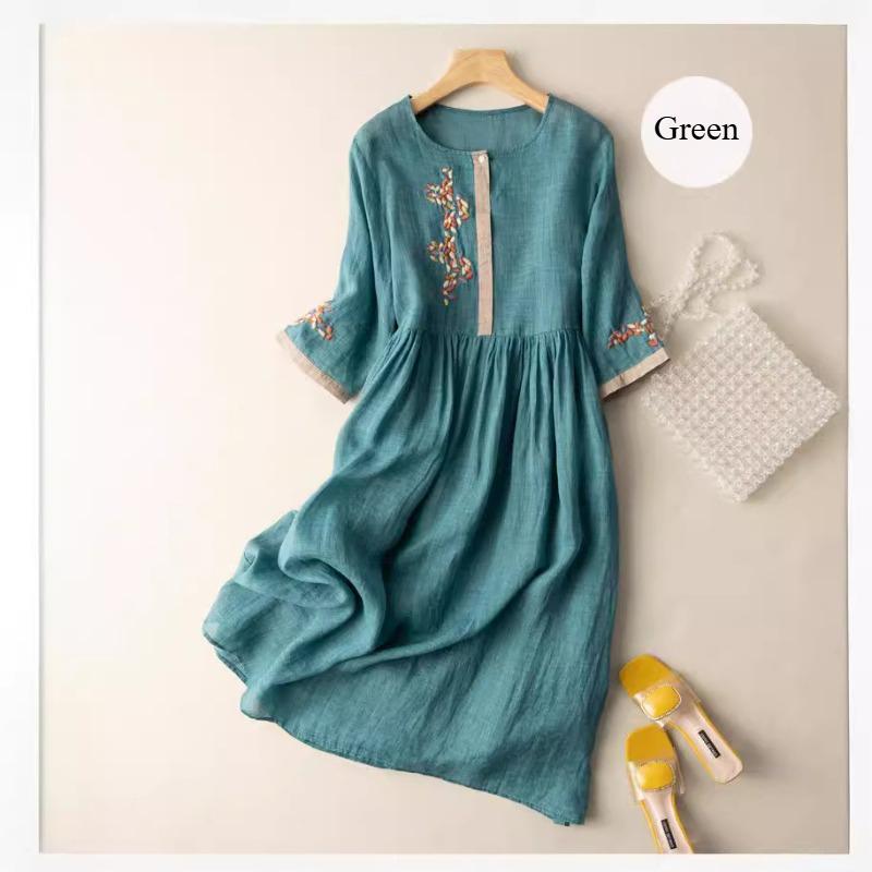 

Летнее Новое Модное Женское Свободное Платье с Короткими Рукавами 2XL зелёный