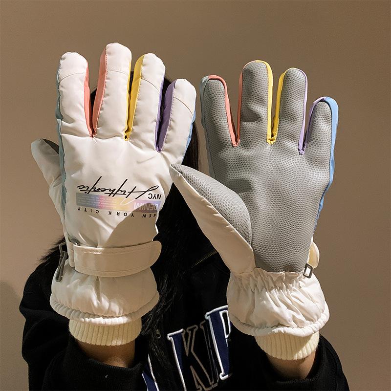Guanti da Sci Impermeabili con Touch Screen per Donna in Autunno e Inverno Ispessiti e Foderati in Velluto Caldi Antiscivolo Isolanti per la Guida in Moto