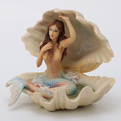 Veronese Design Mermaid Sitting in a Seashell Scul