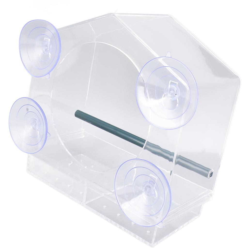 Window Bird Feeder Clear Sturdy Acrylic Window Bird House Feeder with 4 Suction Cups
