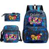 3 Piece School Backpack Set for Students Large Capacity Oxford Cloth Schoolbag with Shoulder Strap and Pencil Case