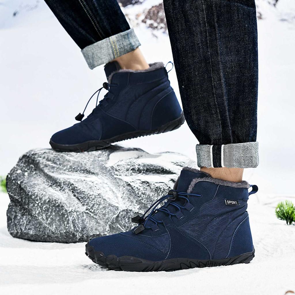 TUINANLE Men Winter Shoes Barefoot Ankle Boots Couple Ankle Snow Shoes Outdoor Hiking Sneakers Fur Warm Plush Boots