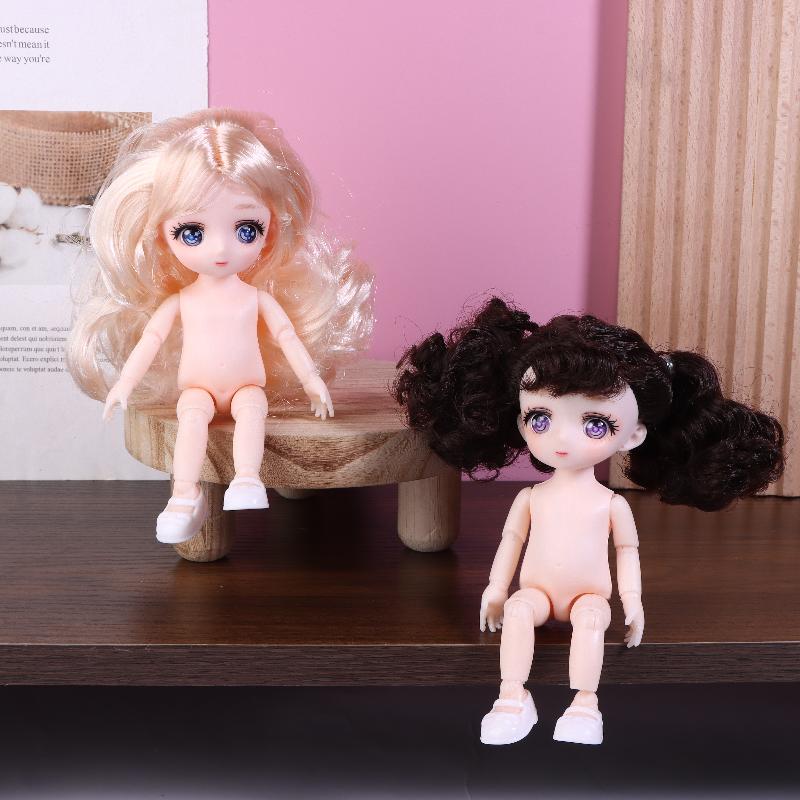 1 Sada Krásná Manga Obličej 16Cm 1/8 Panenky Holé Tělo 3D Skutečné Oči Oblékací Panenka Mini Panenka na Hraní Hračka Děti Dívky Dárek