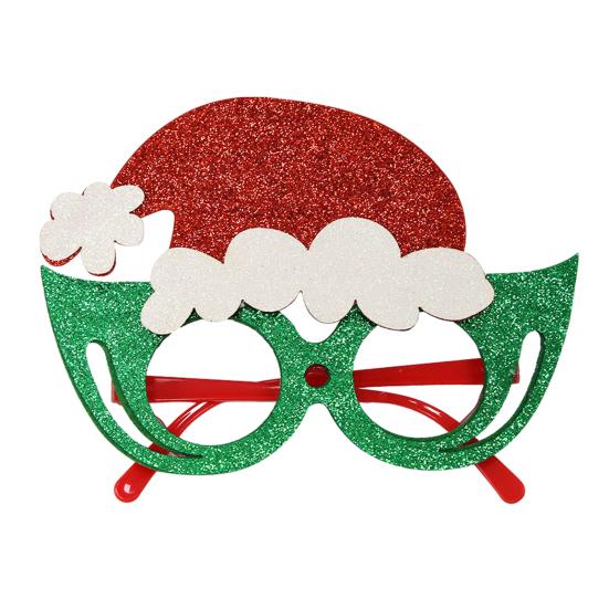 Seasonal Decorative Eyewear for Festivals Christmas Glasses, Glitter Party Glasses Frames, Novelty Elf Snowman Santa Claus Holiday Favors Children