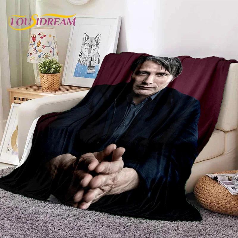 Mads Mikkelsen 3D Schauspieler Star Weiche Flanelldecke für Betten Schlafzimmer Sofa Picknick, Überwurfdecke zum Zudecken Outdoor Freizeit Nickerchen Geschenk