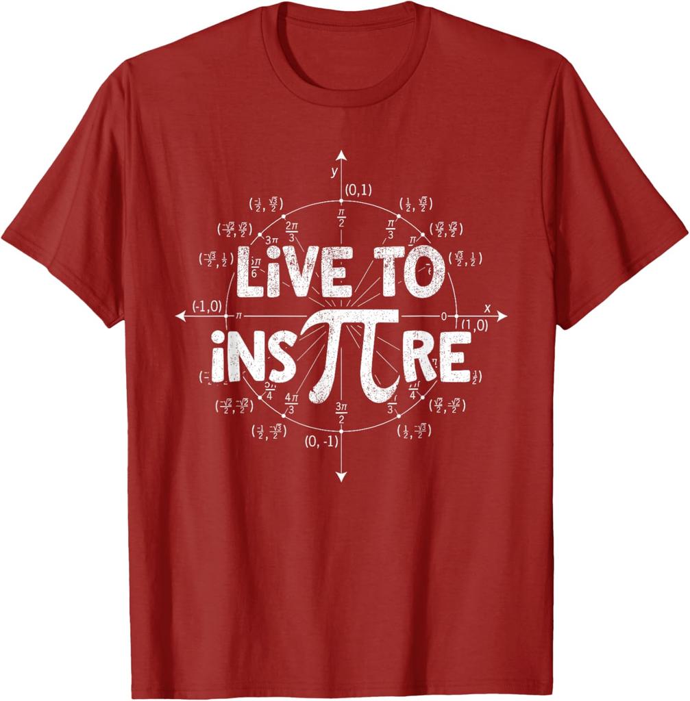 Live to Inspire Pi Symbol Math Teacher Graphic T-Shirt Unisex Casual Short Sleeve Tee