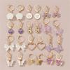 24pcs/set Butterfly Love Heart Hoop Earrings Sets for Women Exquisite Design Dangle Earrings Shared Jewelry Gifts
