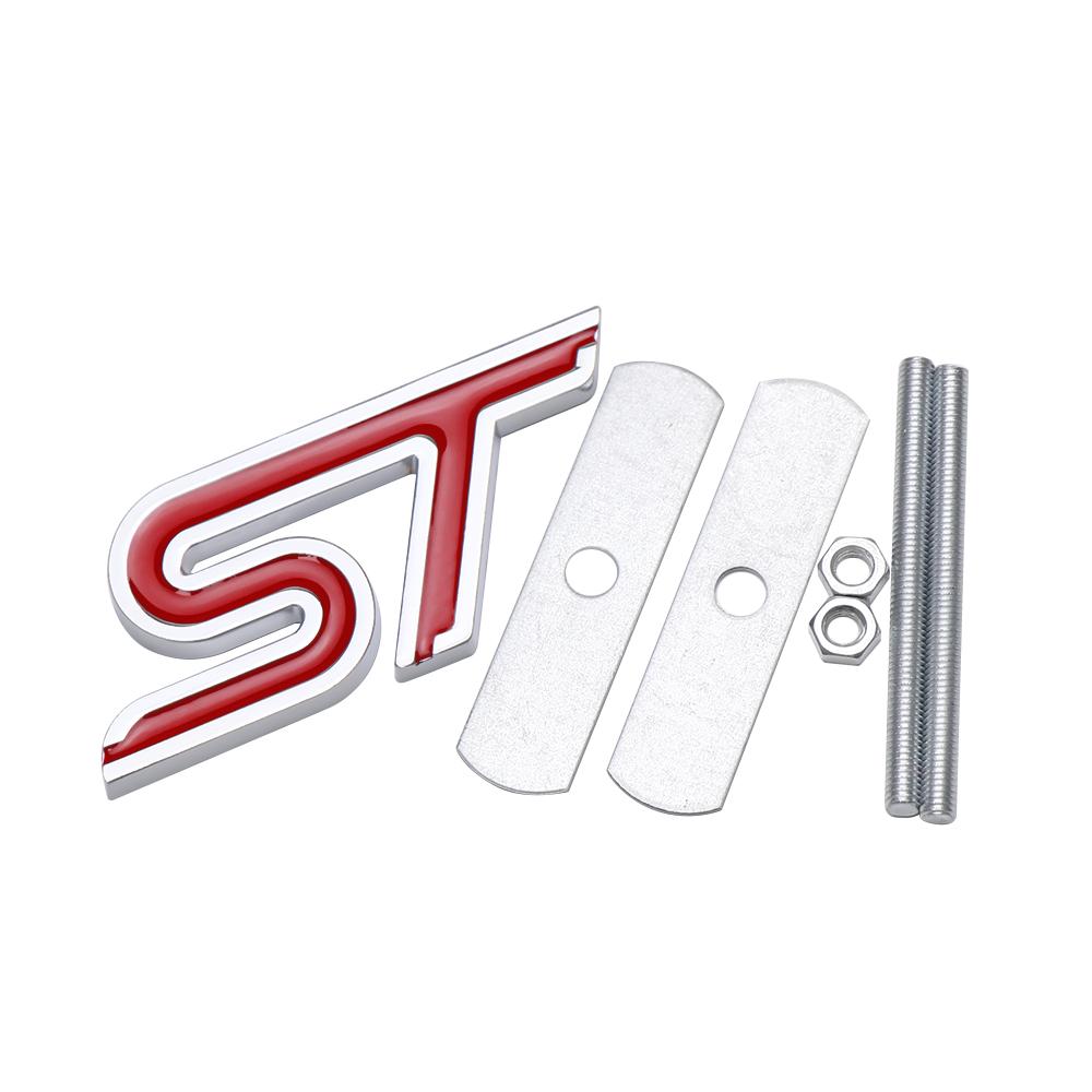 MJU13 Car Aluminum Alloy ST Emblem Front Grille Body Trunk Decoration Sticker Decal For Ford TAURUS Shelby Edge Ecosport Kuga Mustang