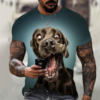Funny Animal Labrador Dog 3D Print Men's T-shirts Summer O-Neck Short Sleeve Tops Breathable  Harajuku Style Tees Men Clothing
