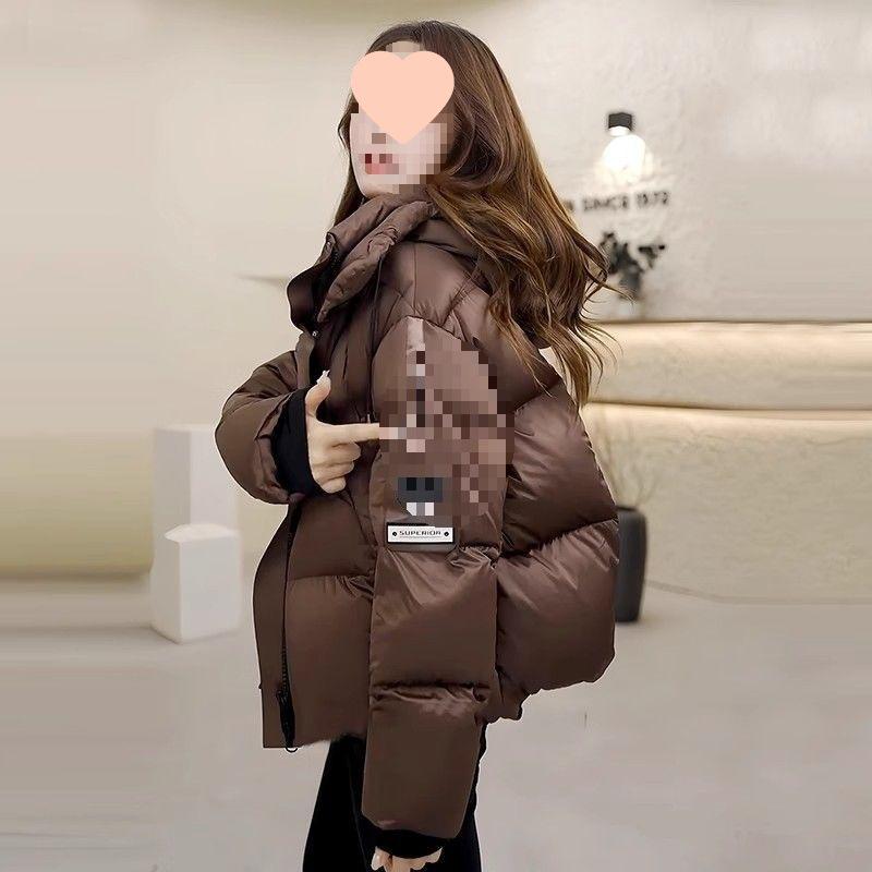 Стильная женская зимняя пуховая куртка-пуховик 2025 - Короткая, Утепленная, Теплое хлопковое пальто для студентов S кофейный