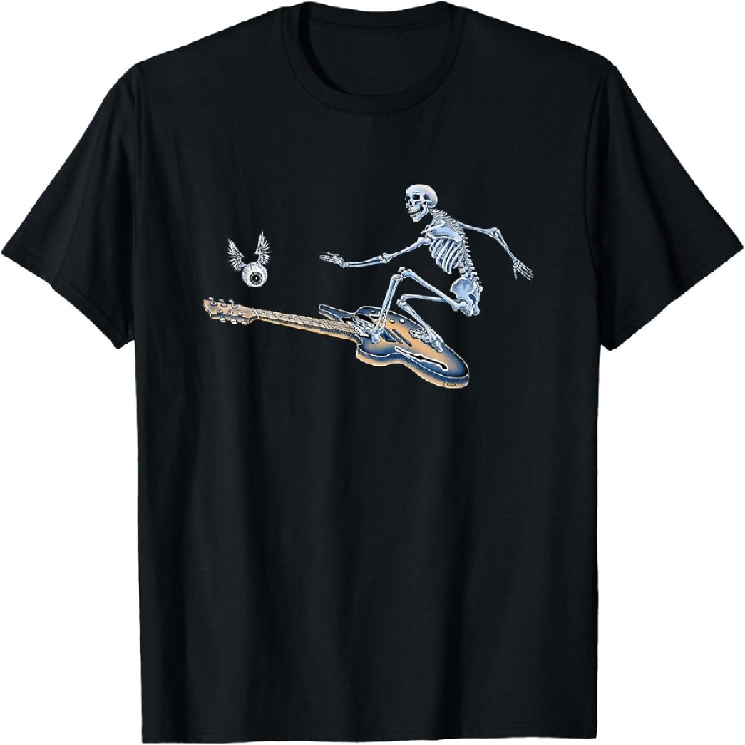 Surfing Skeleton - by Emek Artman T-Shirt S