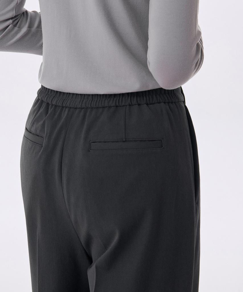 MUSINSA STANDARD WOMAN Women'S Heavyweight Fleece-Lined Two-Pleat Wide Elastic Slacks [Gray]