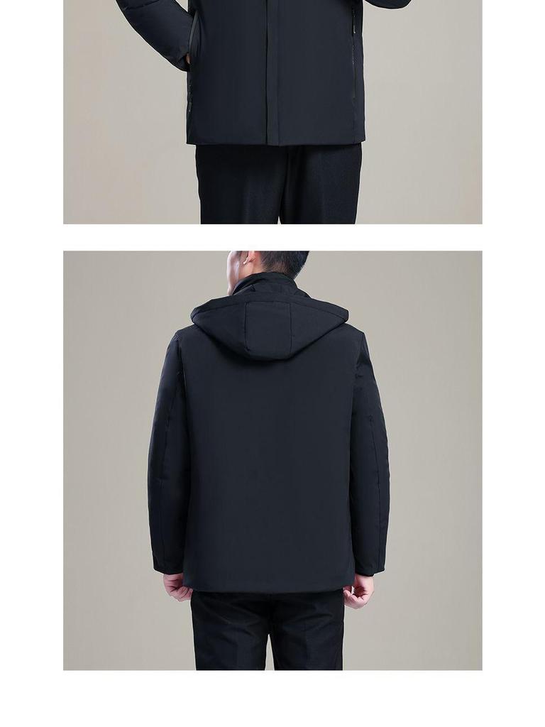 Woodpecker Men's Winter Down Jacket: Thick, Warm, Business Style, Plus Velvet, for Middle-Aged Dads.