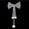 Crystal Bowknot Brooch Charming Women Lapel Pin Gorgeous Rhinestone Sweater Suit Accessory for Special Gatherings