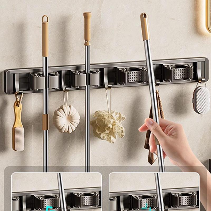 Mop And Broom Storage Rack Mop Rack Wall Mounted Strong Broom Mop Rack Comes With Hook Storage Rack To Hang Broom