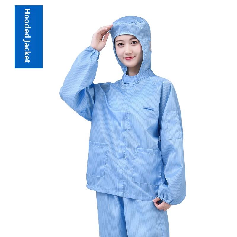 Mono sin pelusa con capucha para hombre y mujer Ropa de trabajo Disipación estática Azul ey Agricultura Traje de limpieza de cuerpo completo