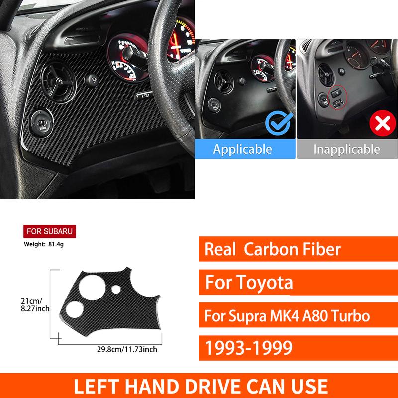For Toyota Supra MK4 A80 Turbo 1993-1999 Real Carbon Fiber Stickers Driver's Dashboard Air Vent Panel Car Accessories Decorative