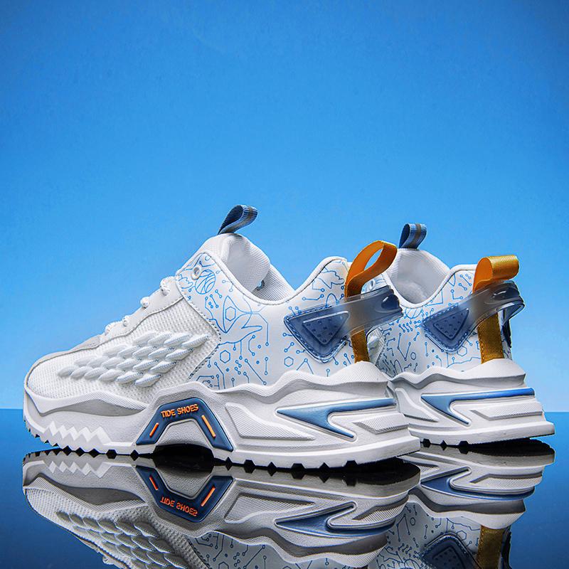 Fashion Outdoor Jogging Sports Shoes Outdoor Flying Weave Breathable Mesh Shoes Lace Up Cushioning Running Shoes for Men