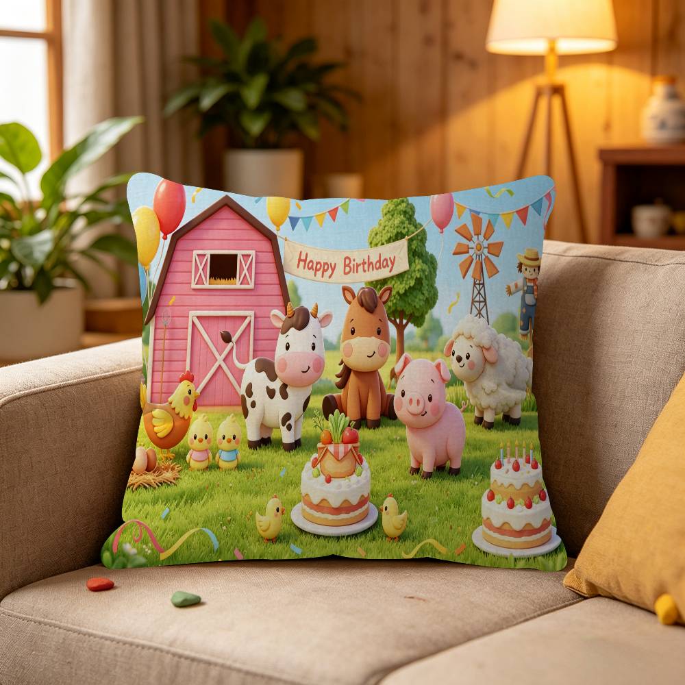 Cartoon Farm Animal Theme Cushion Cover Inches Farmhouse Decor Home Throw Pillow Covers for Couch Decorations