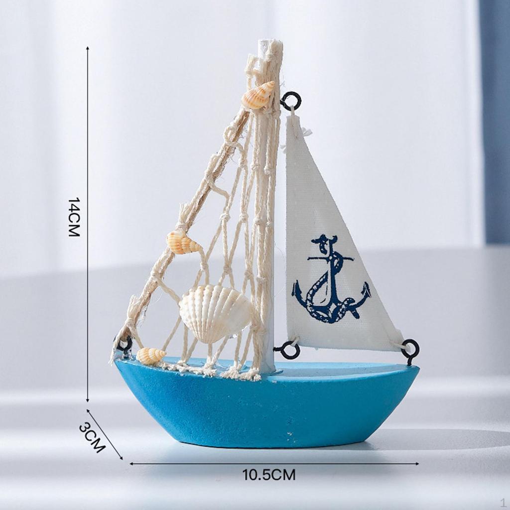 Mini Sailboat Model Beach Decor Item for Office And Home