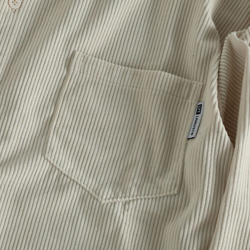 Big Brand Cattle Goods Designer Recommend Spring and Autumn Corduroy Men's Lapel Long Sleeve Shirt Delicate and Soft Plus Size Shirts