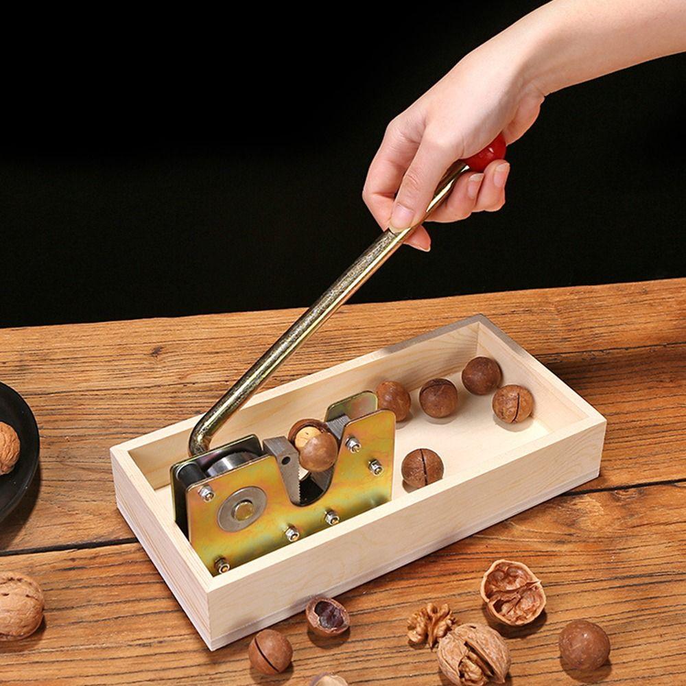 Kitchen Pacan Cracker Tool Multifunctional Wooden Base Easy to Use Chestnut Opener Nut Sheller Walnut Pliers Nutcracker