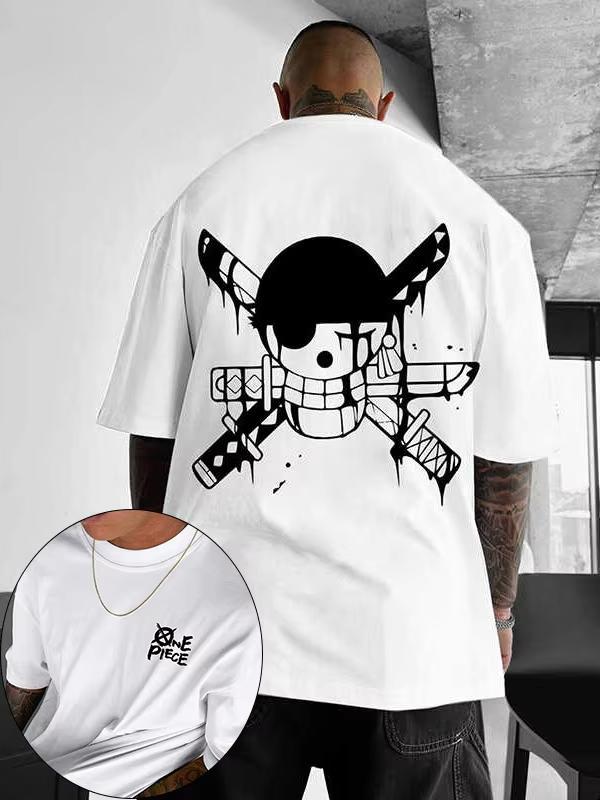 ONE PIECE Herren T-Shirt Roronoa Zoro Japanischer Anime Sommer Locker Baumwolle Y2K Harajuku Junge Kinder Eltern-Kind Kurzarm