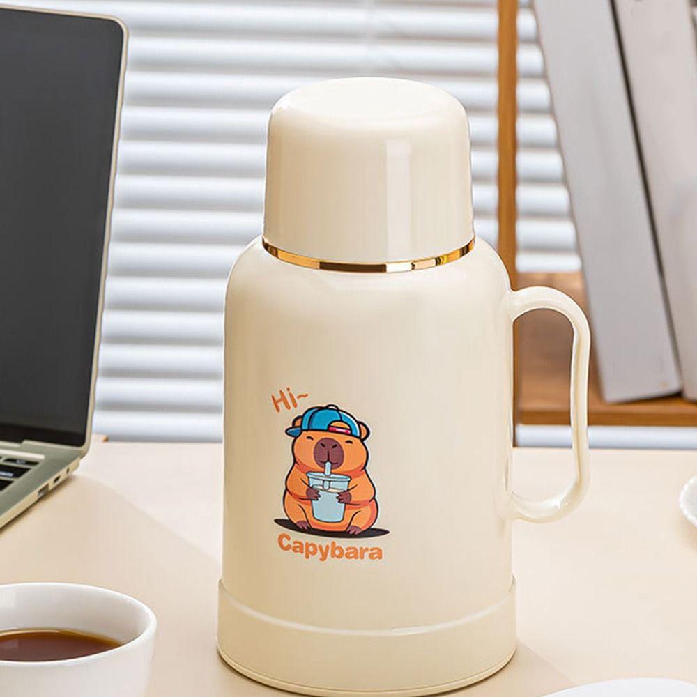 1000ML Capybara Thermos Water Cup Large Capacity Hot Water Dispenser  Outdoor Sports