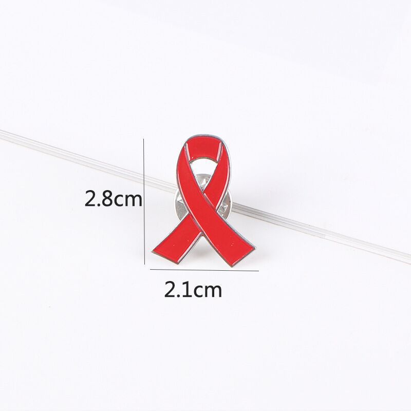 Alloy drip love red ribbon logo brooch AIDS badge HIV international symbol Public welfare activity promotion label