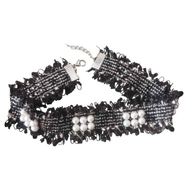 Small Flower Pearl Choker Necklace Sweet Cool Choker Neck Chain Temperament Neckband Jewelry Clavicle Chain Necklace