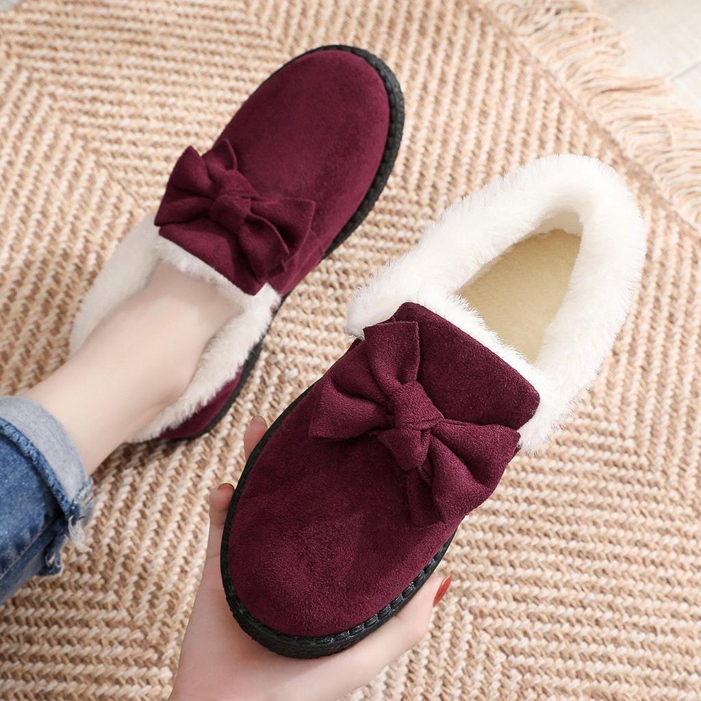 Winter new old north cotton shoes women's velvet thickened warm mother shoes short bow one pedal snow boots