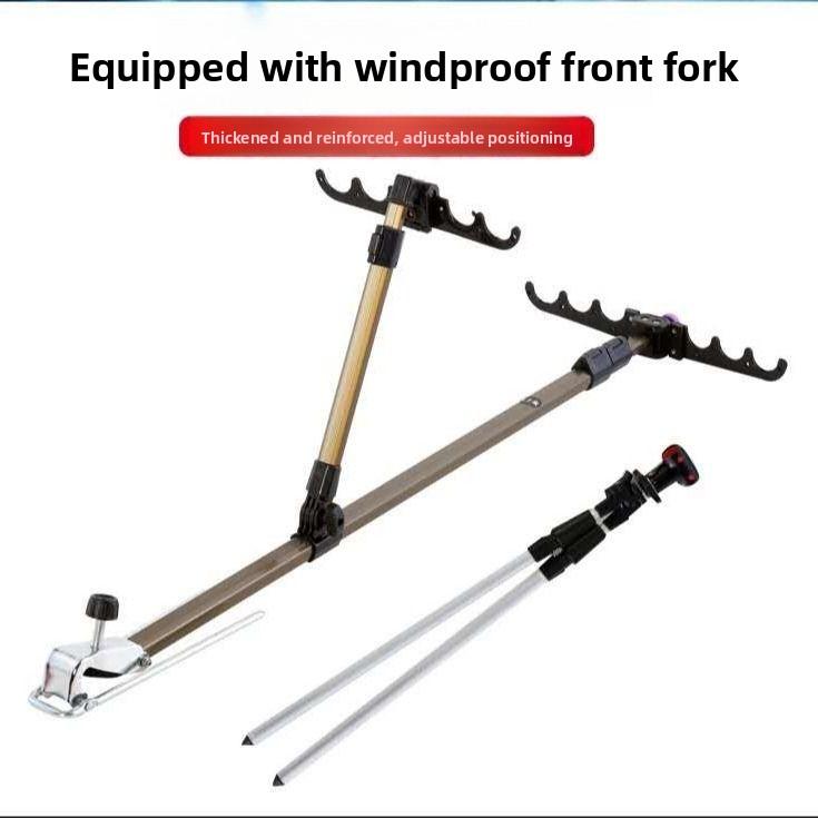 Multi-Functional Aluminum Alloy Fishing Rod Stand Gun Platform Multi-Rod Ground Plug Fishing Pole Bracket Fishing Gear