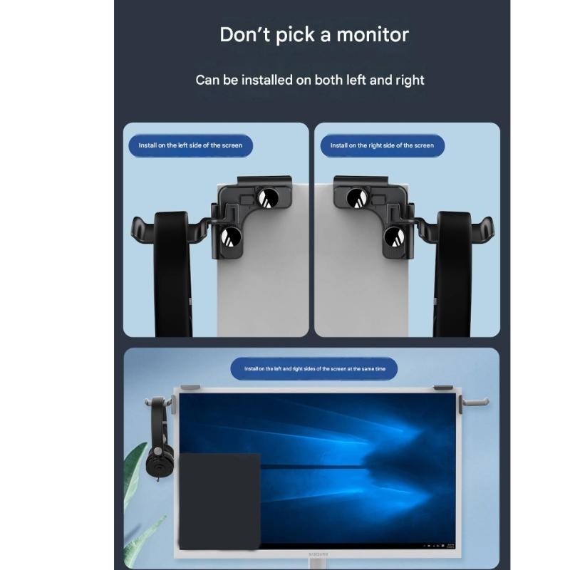 Monitor Headphone Stand Plastic Adjustable Clamp Saving Space PC Screen Headset Holder Earphone Hanger for Gaming