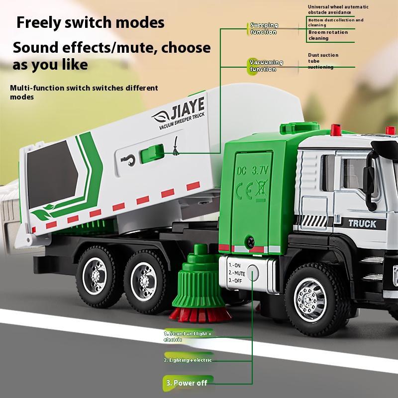 1/50 Vacuum Cleaning Truck Alloy Diecast Model Urban Sanitation Series Toys Hight Simulation Sound Light Toy Birthday Presents