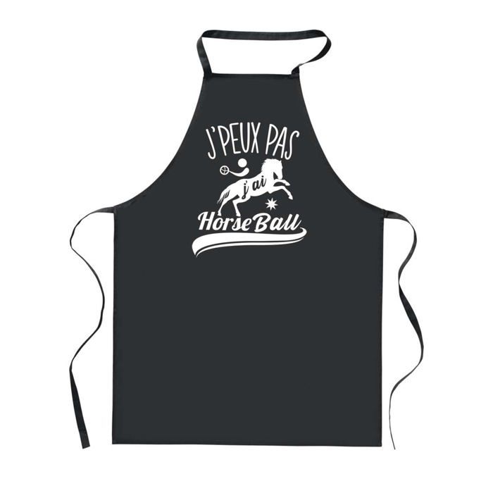 Tablier de cuisine - PLANETEE - J'peux Pas Horseball - Noir - 90x60 cm - Impression France