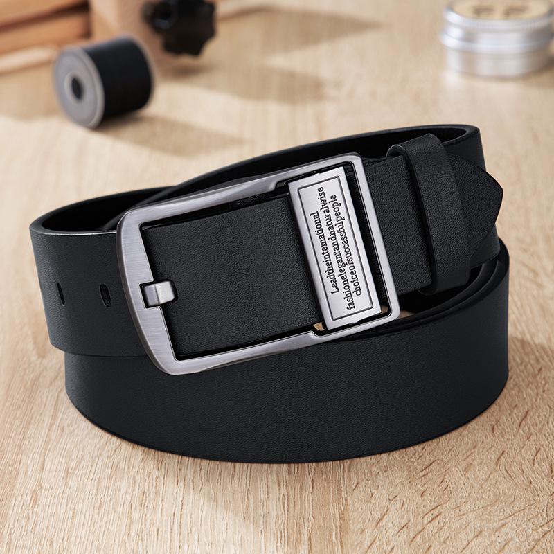 

Мужской ремень из натуральной кожи с вращающейся пряжкой-штифтом - Классический, Универсальный, Повседневный модный тренд 110 cm