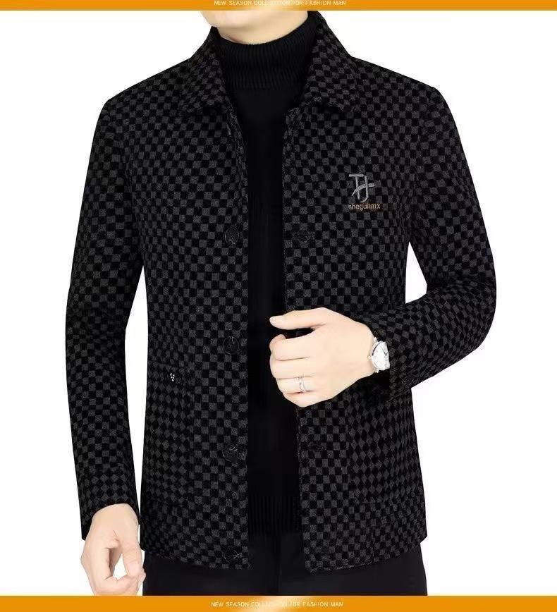 Men's High-End Lightweight Lapel Casual Jacket with Fleece Lining - Autumn/Winter Business Outerwear