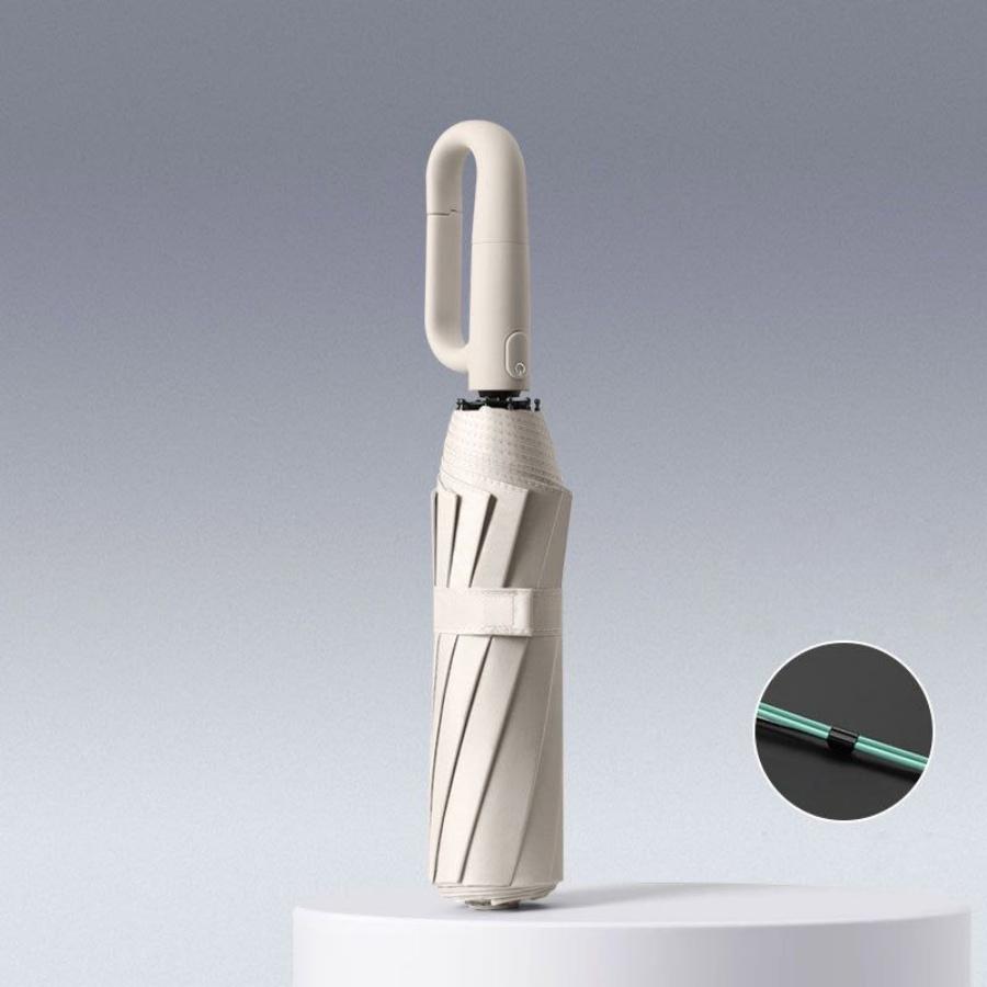 Ring Buckle Handle Windproof Strong Folding Automatic Umbrella Woman Man, 20 Ribs Anti UV Umbrella Water Resistant Parasol