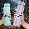 1PC Minimal Panda Doodle Sketch Pattern 750ml Color Plastic Sports Water Bottle Leakproof Flip Straw Lid Suitable for Sports Office Home Use