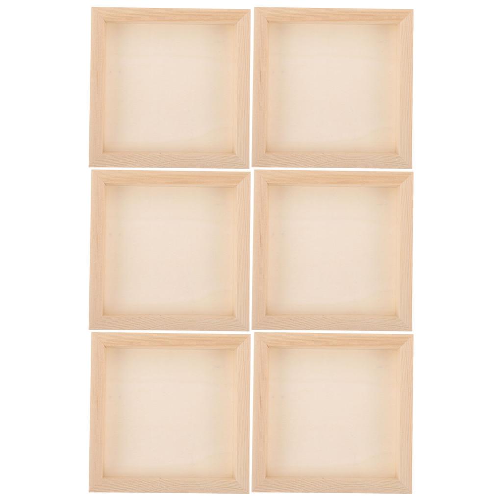 6 Pcs Unfinished Wood Canvas Panel 6x6 Inch Wood Board Small Painting Canvas Frames for DIY Art Projects Acrylics Oil Painting