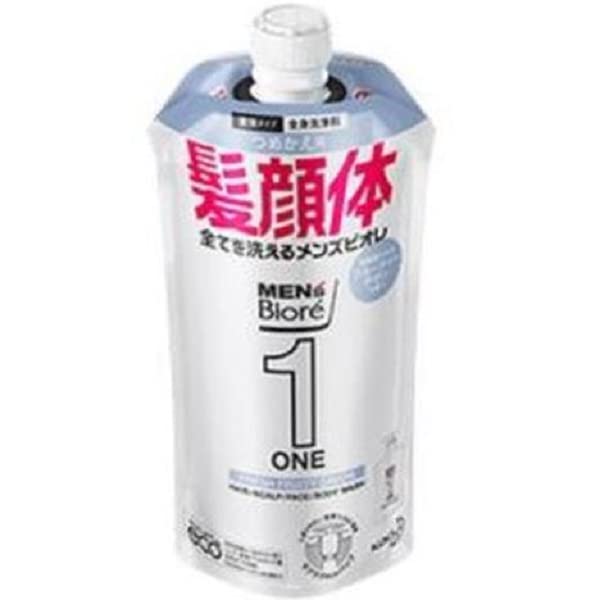Mens Biore One All-in-One Body Wash Refreshing Fruity Soap Fragrance Refill 340ml