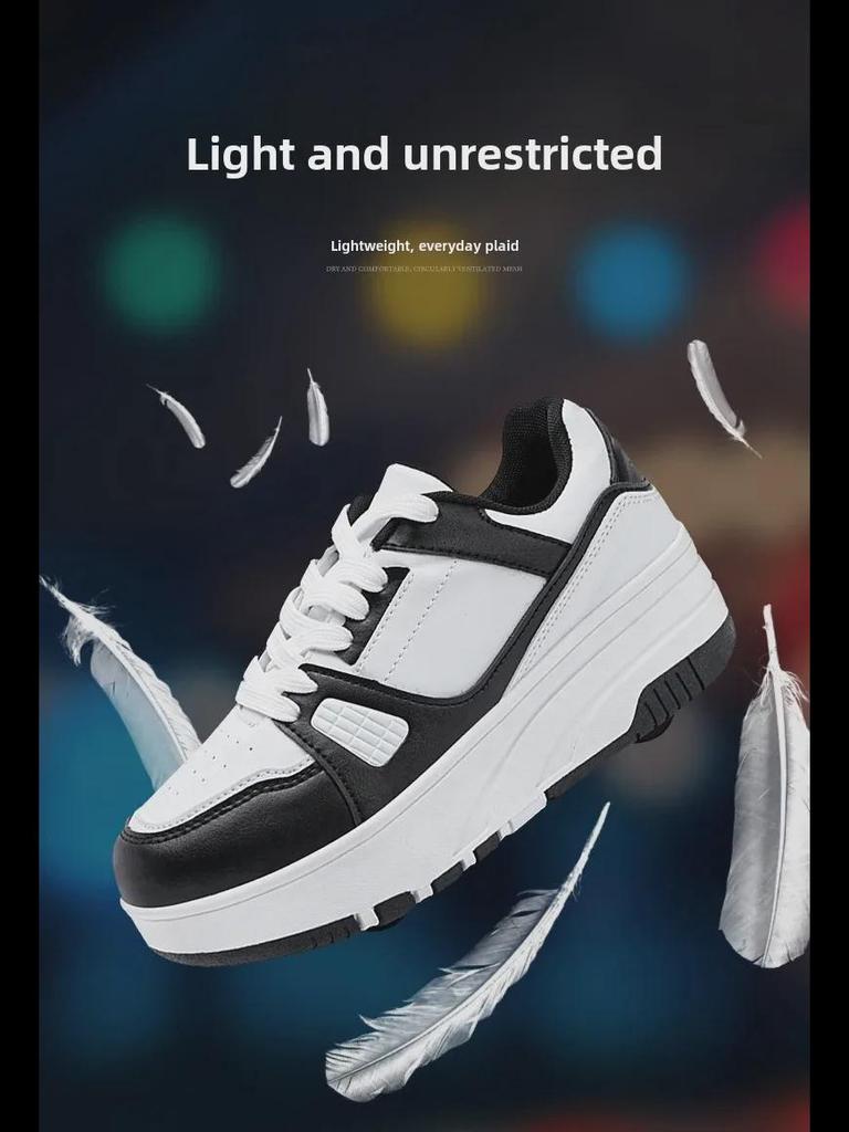 Children's Leather 4-Wheel Running Shoes & Roller Skates - For Boys and Girls