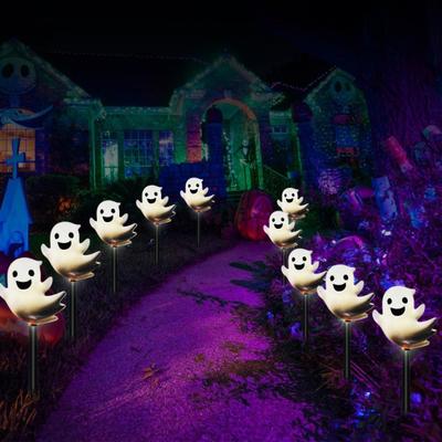 Solar Halloween Ghost Pathway Light IP44 Waterproof Weather-Resistant Auto On/Off 3D Lighted Outdoor Stake Decoration